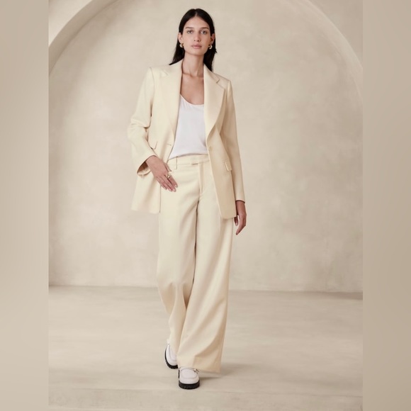 NWT! Banana Republic Transition Cream Lido Wide Leg Wool Pants - Multiple - Picture 1 of 8